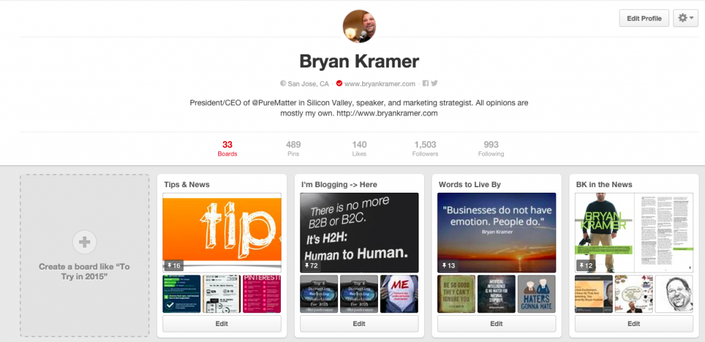 Bryan Kramer Pinterest Profile